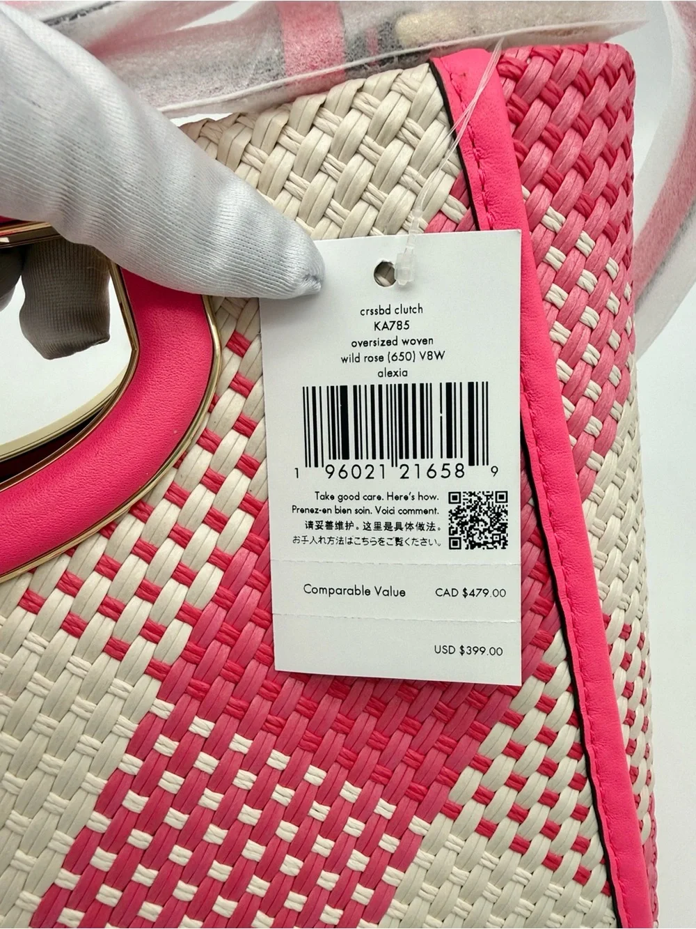 Kate Spade New York Alexia Gingham Crossbody Clutch Bag Wild Rose Pink